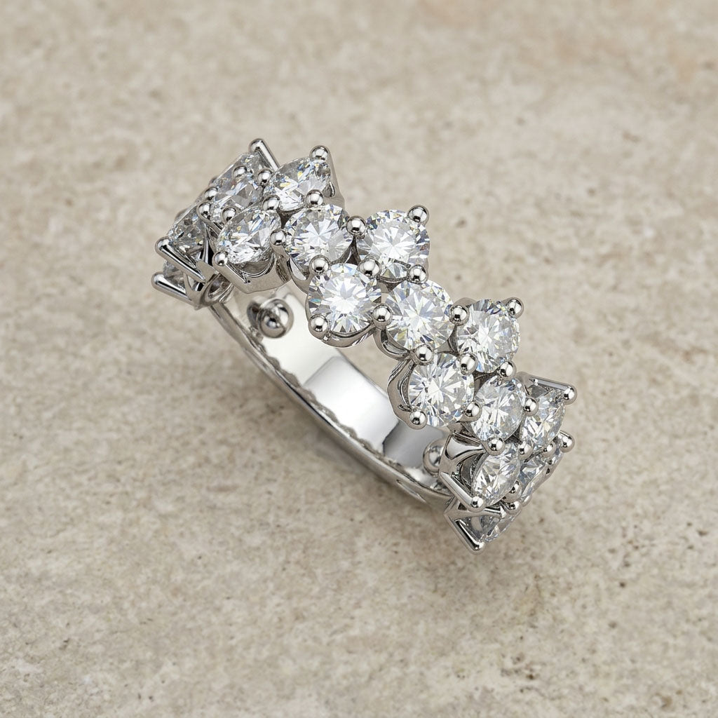 Diamond ring with a beige background