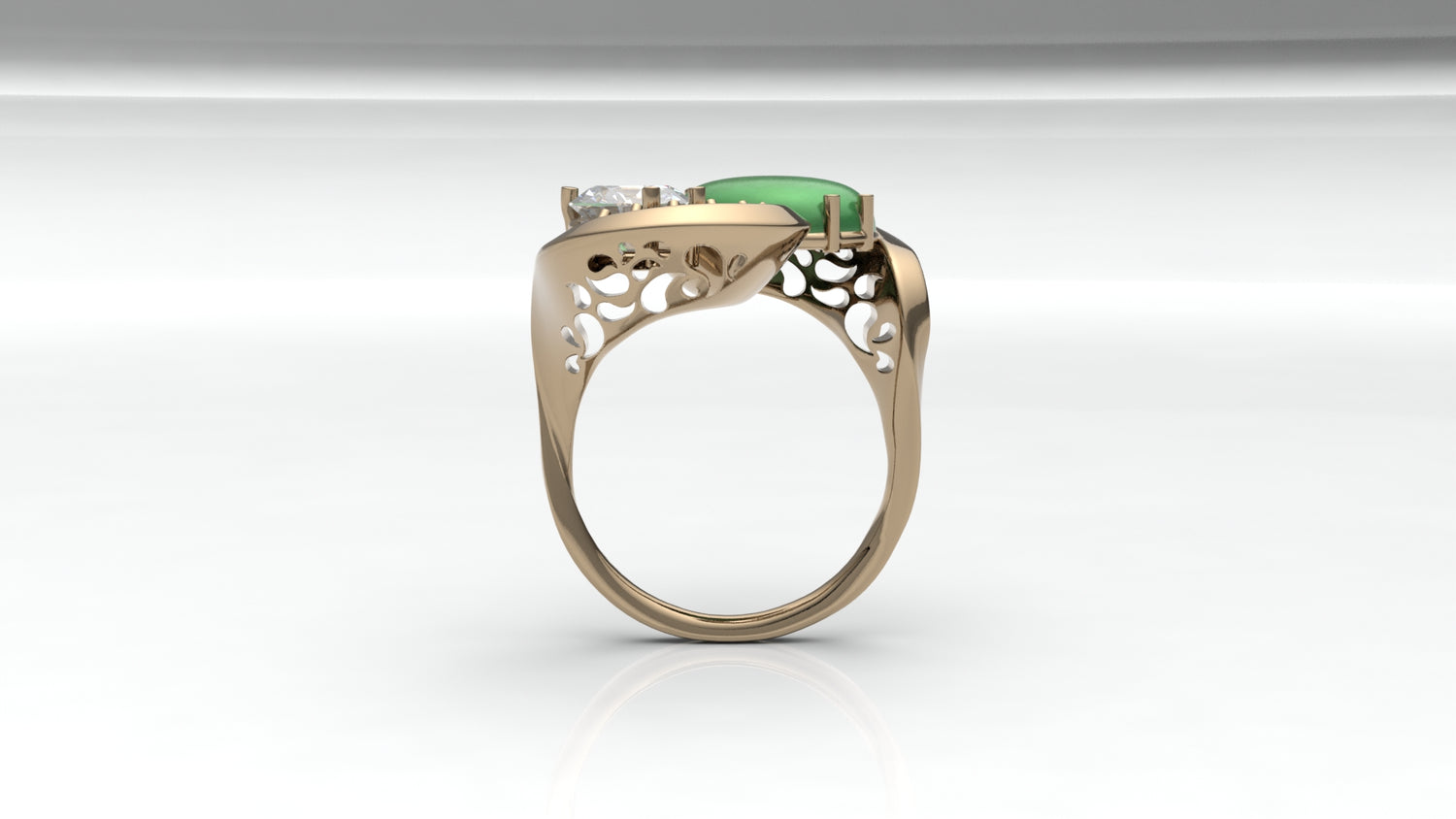 a custom jade and diamond ring