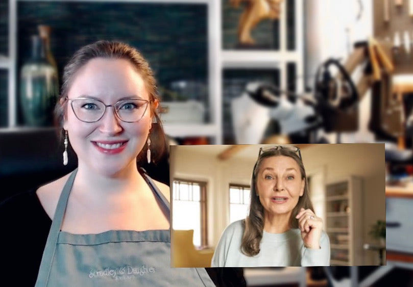 a screen shot of a zoom call showing the jewelry designer and a client