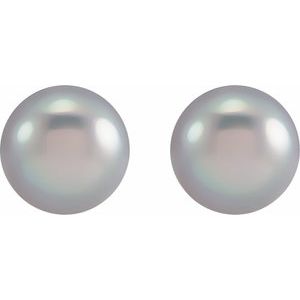 14K White 6.5-7 mm Cultured Gray Freshwater Pearl Earrings - Stradley & Daughter