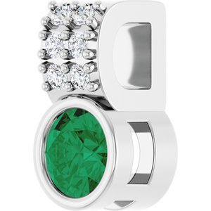 14K White Natural Emerald & .04 CTW Natural Diamond Pendant - Stradley & Daughter