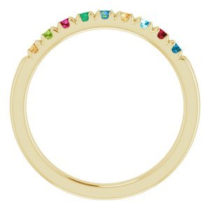 18K Yellow 2 mm Round 9-Stone French-Set Stackable Family Ring Mounting - Stradley & Daughter