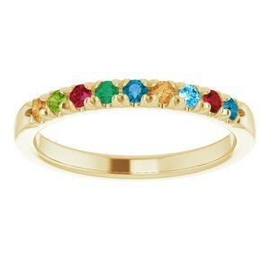 18K Yellow 2 mm Round 9-Stone French-Set Stackable Family Ring Mounting - Stradley & Daughter